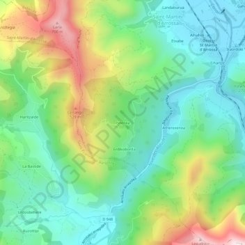 Topografische Karte Pelenea, Höhe, Relief