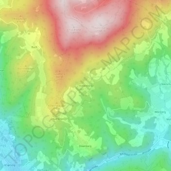 Topografische Karte Hohenberg, Höhe, Relief