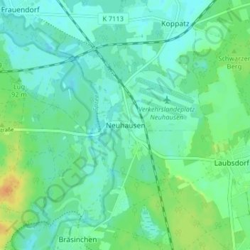 Topografische Karte Neuhausen, Höhe, Relief