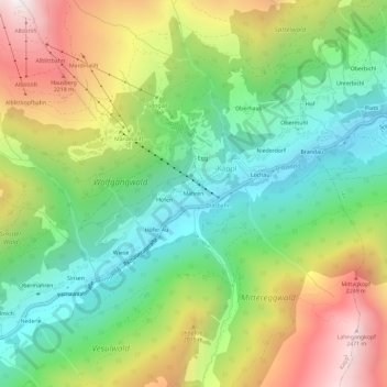 Topografische Karte Mahren, Höhe, Relief