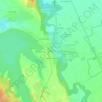 Topografische Karte Le Barillot, Höhe, Relief