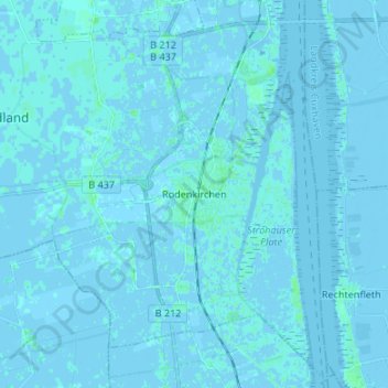 Topografische Karte Rodenkirchen, Höhe, Relief