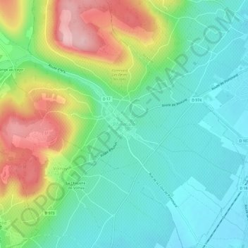 Topografische Karte Pommard, Höhe, Relief