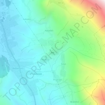 Topografische Karte Odži, Höhe, Relief