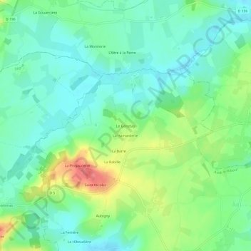 Topografische Karte Le Genetay, Höhe, Relief