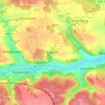 Topografische Karte Borbath, Höhe, Relief