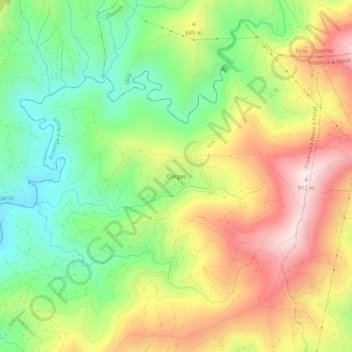 Topografische Karte Corgas, Höhe, Relief