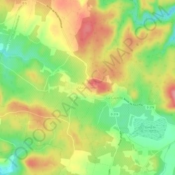 Topografische Karte Masmolène, Höhe, Relief