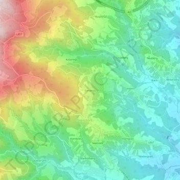 Topografische Karte Langegg, Höhe, Relief