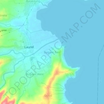 Topografische Karte Bugaan East, Höhe, Relief