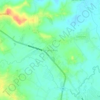Topografische Karte Baras-baras, Höhe, Relief