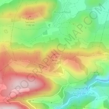 Topografische Karte Pic du Midi, Höhe, Relief