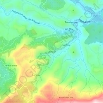 Topografische Karte Chinnar, Höhe, Relief