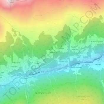 Topografische Karte Städlen, Höhe, Relief