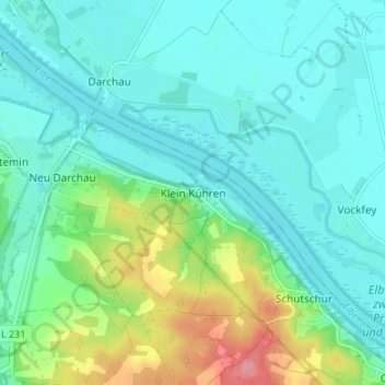 Topografische Karte Klein Kühren, Höhe, Relief