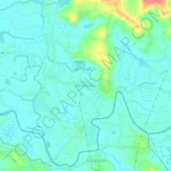 Topografische Karte Venmony, Höhe, Relief