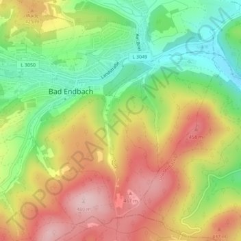Topografische Karte Flur 8, Höhe, Relief