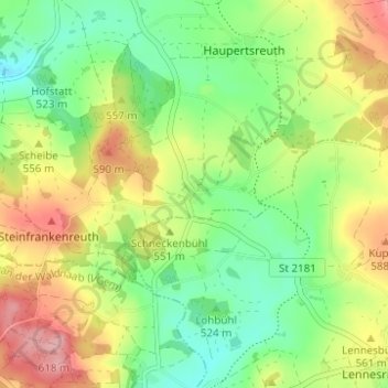 Topografische Karte Grafenreuth, Höhe, Relief