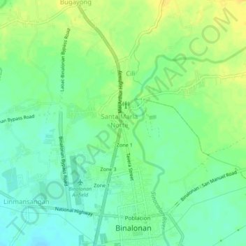 Topografische Karte Zone 3, Höhe, Relief
