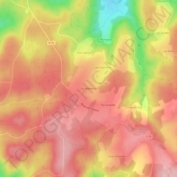 Topografische Karte Les Mathieux, Höhe, Relief