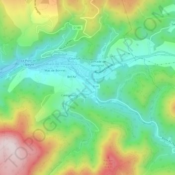 Topografische Karte Cathalo, Höhe, Relief