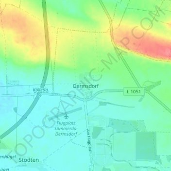 Topografische Karte Dermsdorf, Höhe, Relief