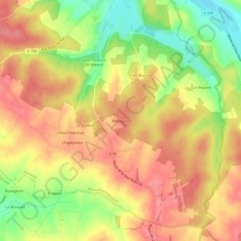 Topografische Karte Beaugarie, Höhe, Relief