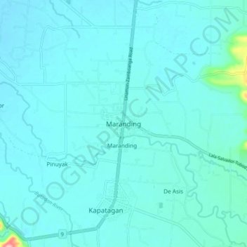 Topografische Karte Maranding, Höhe, Relief