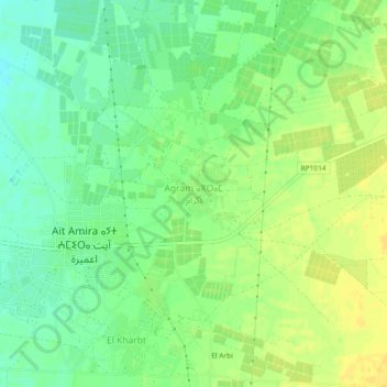 Topografische Karte Agram, Höhe, Relief