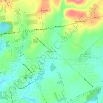 Topografische Karte Weaversville, Höhe, Relief