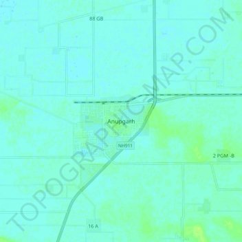 Topografische Karte Anupgarh, Höhe, Relief