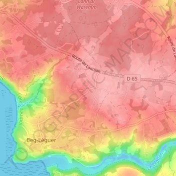 Topografische Karte Le Minihy, Höhe, Relief