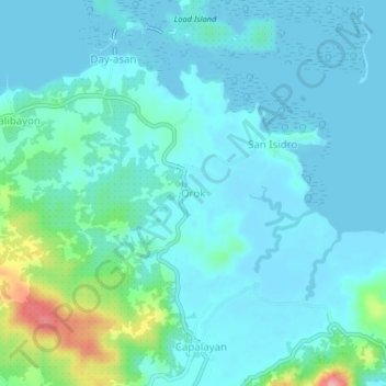 Topografische Karte Orok, Höhe, Relief
