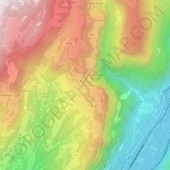 Topografische Karte Spiazzi, Höhe, Relief