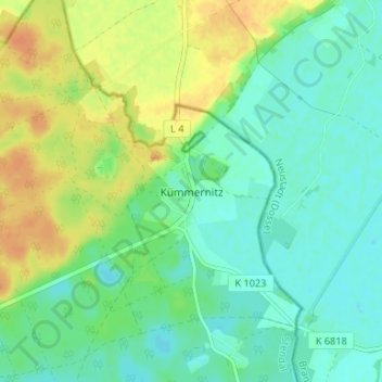 Topografische Karte Kümmernitz, Höhe, Relief