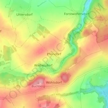 Topografische Karte Pfersdorf, Höhe, Relief