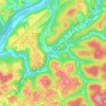 Topografische Karte Airport Village, Höhe, Relief