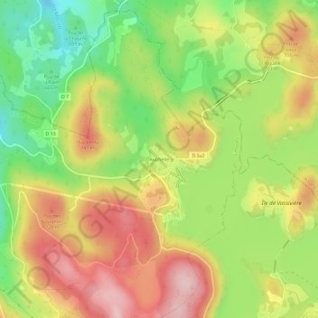 Topografische Karte Auphelle, Höhe, Relief