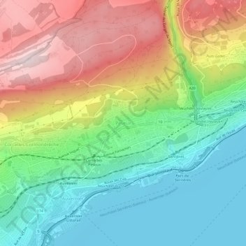 Topografische Karte Peseux, Höhe, Relief