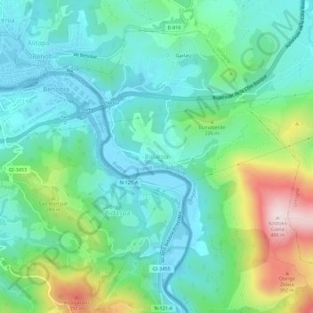 Topografische Karte Biriatou, Höhe, Relief