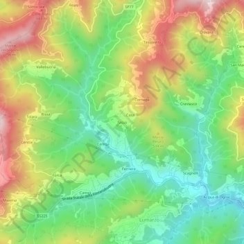 Topografische Karte Tasso, Höhe, Relief
