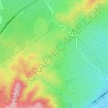 Topografische Karte Gardiole, Höhe, Relief