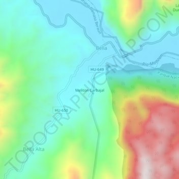 Topografische Karte Meliton Carbajal, Höhe, Relief