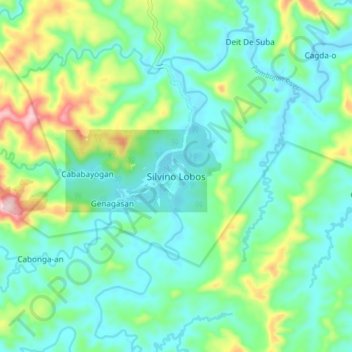 Topografische Karte Silvino Lobos, Höhe, Relief
