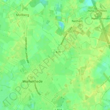 Topografische Karte Kortebrügge, Höhe, Relief