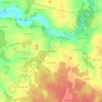 Topografische Karte Le Grand Marchais, Höhe, Relief