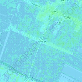 Topografische Karte Ladekop, Höhe, Relief