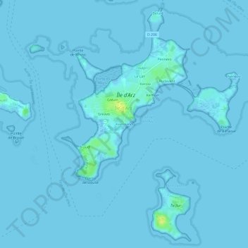Topografische Karte Kerroland, Höhe, Relief