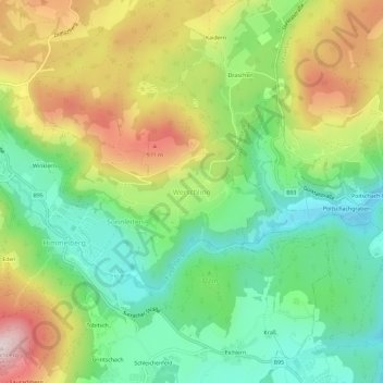Topografische Karte Werschling, Höhe, Relief