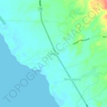 Topografische Karte Tibagon, Höhe, Relief